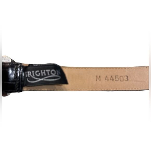Brighton Women’s Size Medium Black Leather Crocodile Print Belt Silver Buckle main image 4